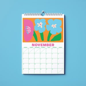 2024 Calendar 12 Month Wall Hanging Calendar A4 Calendar Abstract Floral Calendar Colourful Planner image 8
