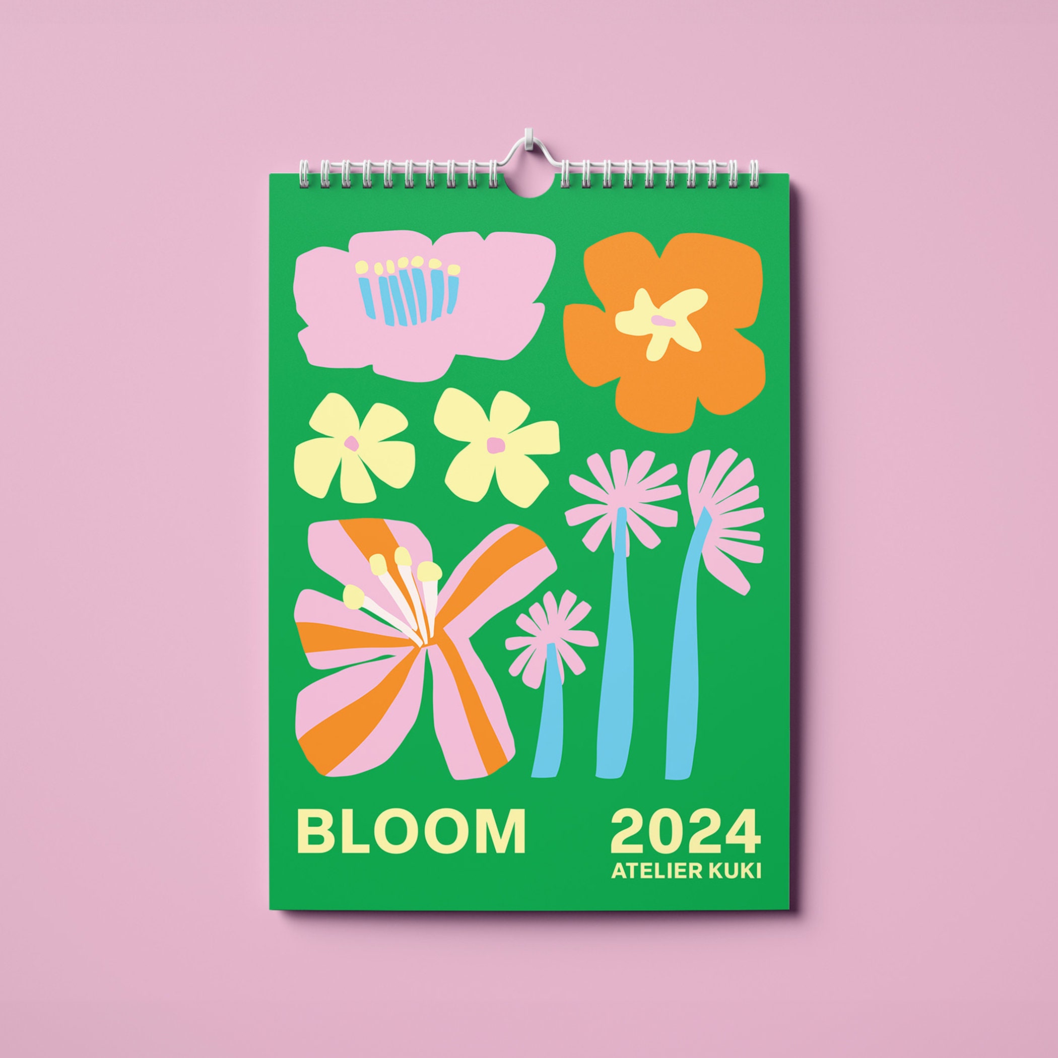 MINKYS-Carte calendrier 2024 12 mois, papier décoratif