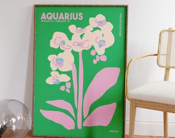 Aquarius Wall Art | Zodiac Poster | Astrology Wall Decor | Zodiac Sign Print | Aquarius Gift