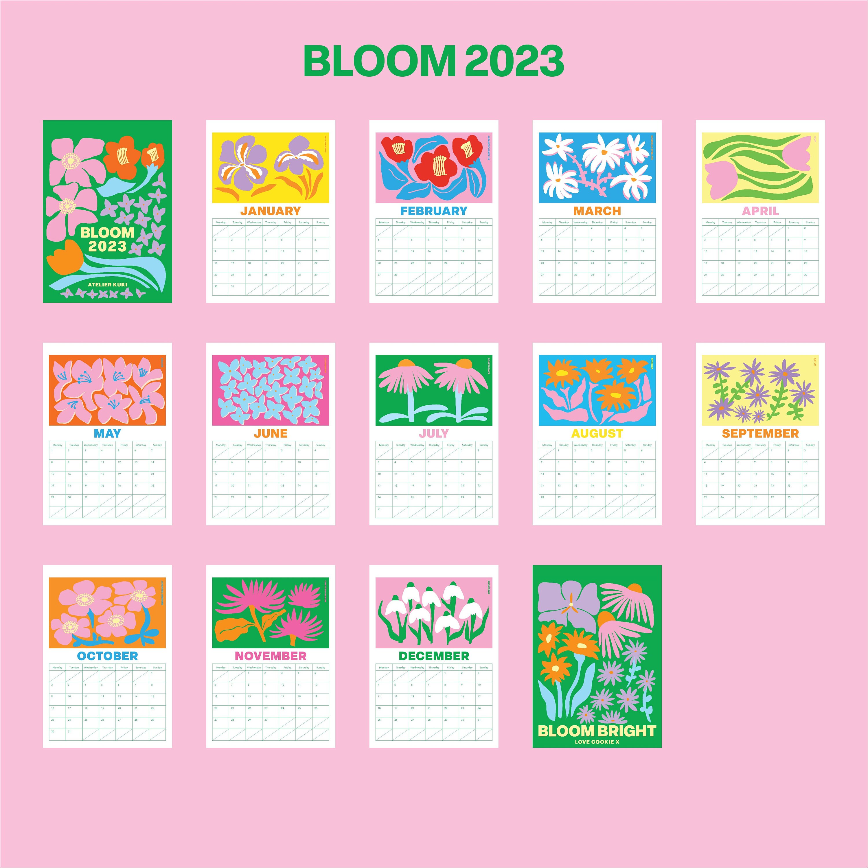 2023 Bloom Wall Calendar 12 Month Hanging A4 Calendar Etsy UK