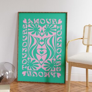 Amour Toujours / Arte mural de los años 70 / Impresión de arte / Década de 1970 / Impresión retro