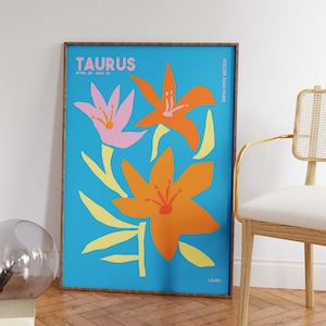 Taurus Wall Art | Zodiac Poster | Astrology Wall Decor | Zodiac Print | Taurus Gift