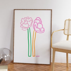 牡丹 No1 | オリジナル抽象アートワーク | 植物 | モダンウォールアート
