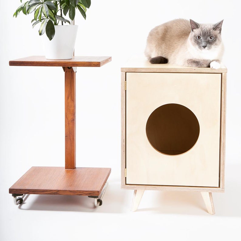 Litter Pan Cat Litter Modern Cat Furniture Cat Etsy