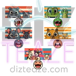 Cute Animal Mug Wraps + Mouth PNGs | Gator, Cow, Capybara, Hippo, Rat | Funny Sublimation Designs | Instant Download