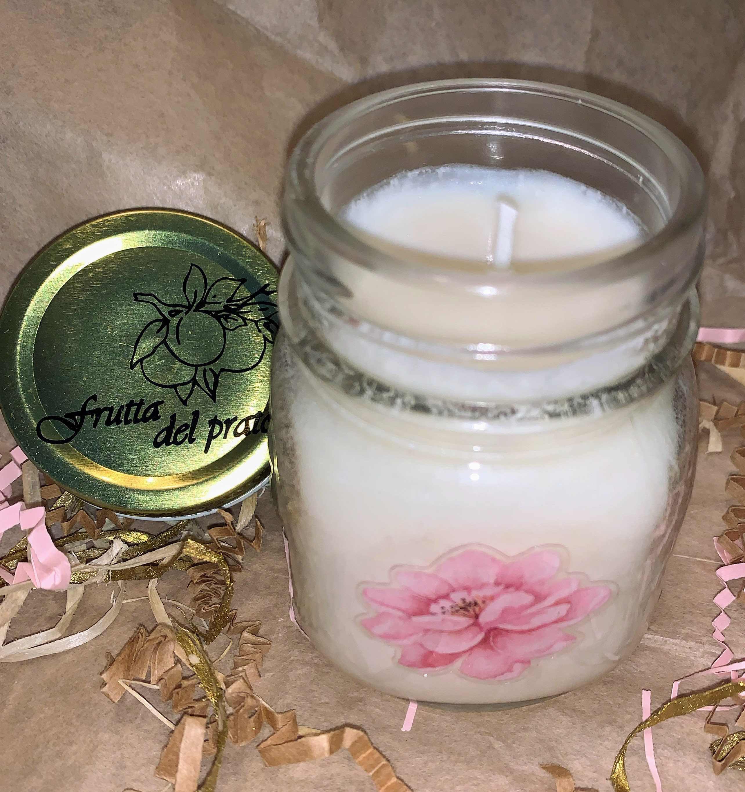 5oz soy wax candle in an exquisite clear container gold lid Etsy