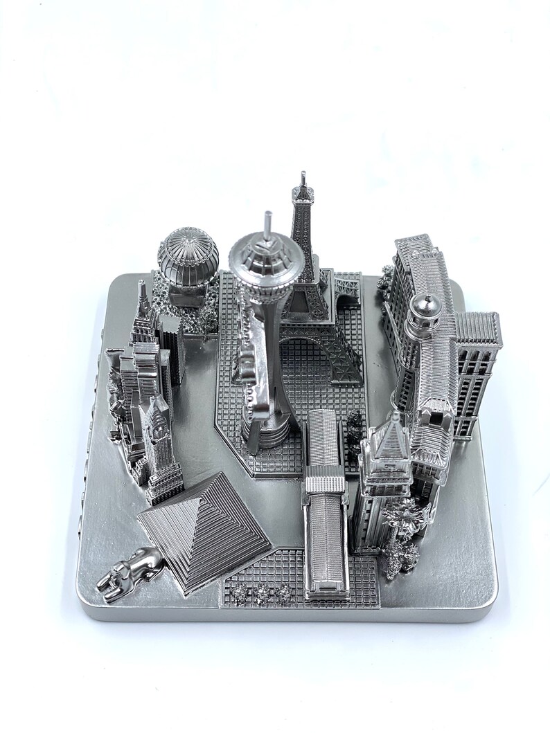 Las Vegas city skyline landmark 3D model silver 4 12 inches