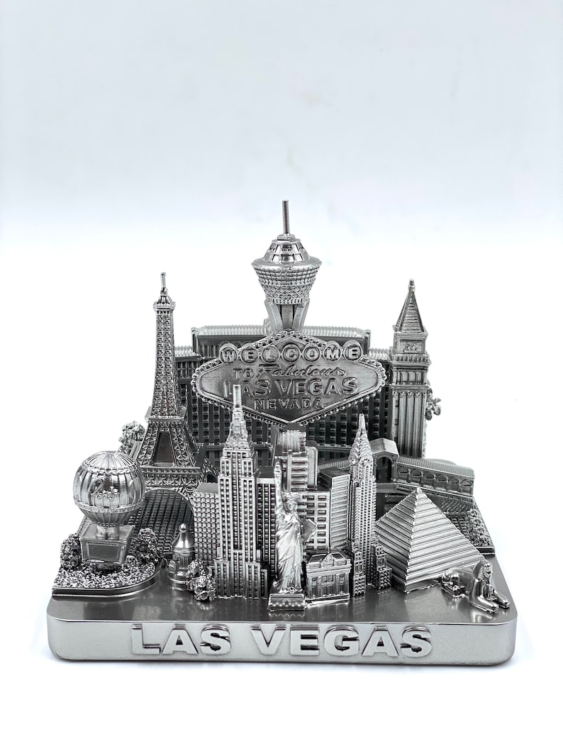 Las Vegas city skyline landmark 3D model silver 4 12 inches