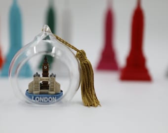 ZIZO London skyline landmark glass ornament and tabletop for holiday and home decoration 2 1/2 inches