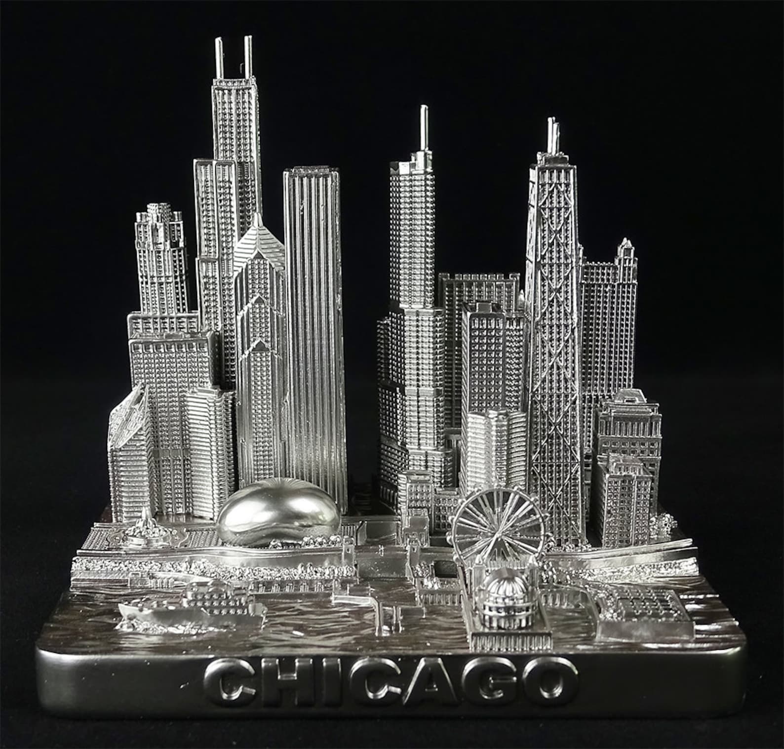 Chicago city skyline landmark 3D model silver 4 1/2 inches Etsy