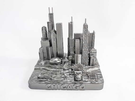 ZIZO Chicago City Skyline Landmark 3D Model Silver Souvenir