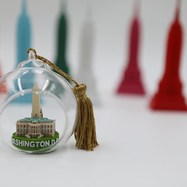 ZIZO Washington DC landmarks glass ornament and tabletop for holiday and home decoration 2 1/2"