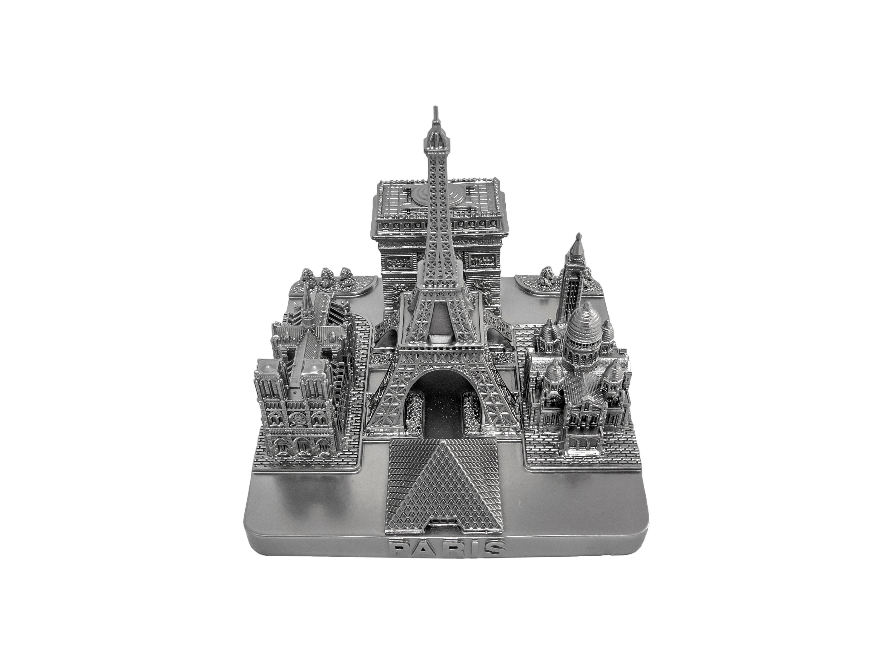 Paris Skyline 3D Model Replica, Silver Souvenir Decoration | 4.5 Inches