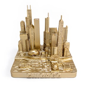 Chicago city skyline landmark 3D model souvenir decoration for car and home gift for kids friends family rose gold 4 1/2 inche