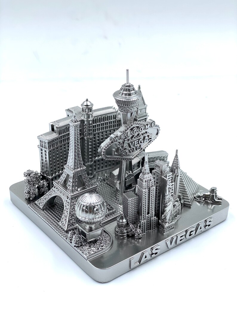 Las Vegas city skyline landmark 3D model silver 4 12 inches