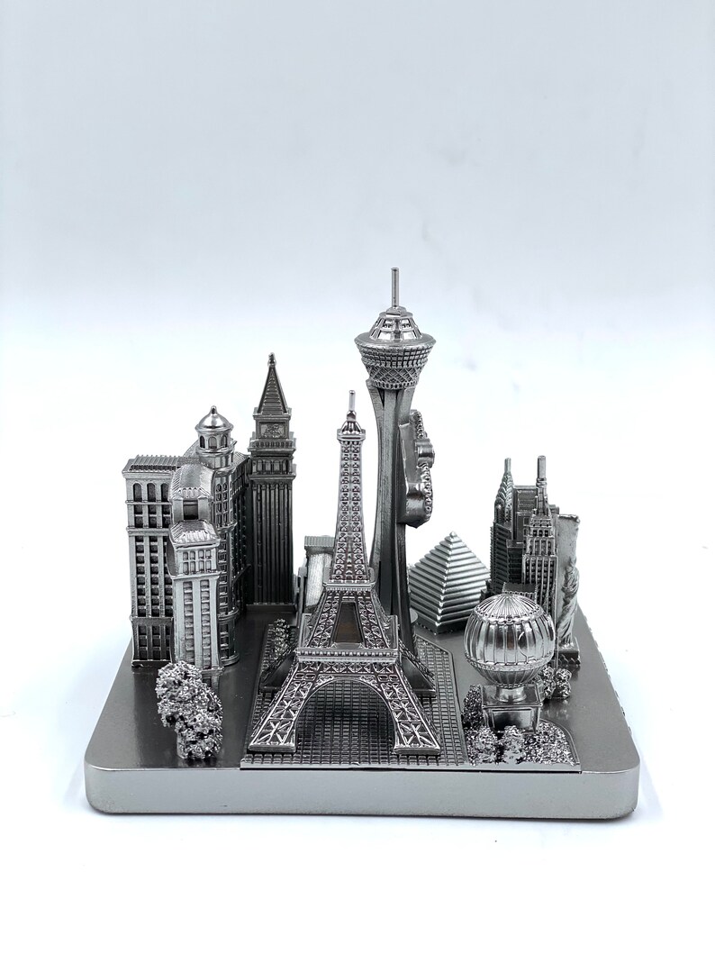 Las Vegas city skyline landmark 3D model silver 4 12 inches