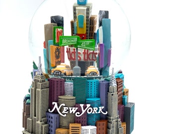 New York City Statue 3D Musical Snow Globe Romantique Cadeau pour femmes enfants maman Décor souvenir pour Home Office 5 1/2 »