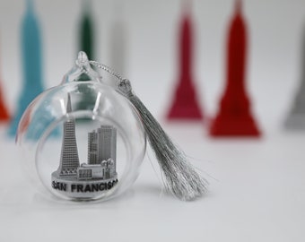 ZIZO San Francisco skyline landmark glass ornament and tabletop for holiday and home decoration 2 1/2 inches