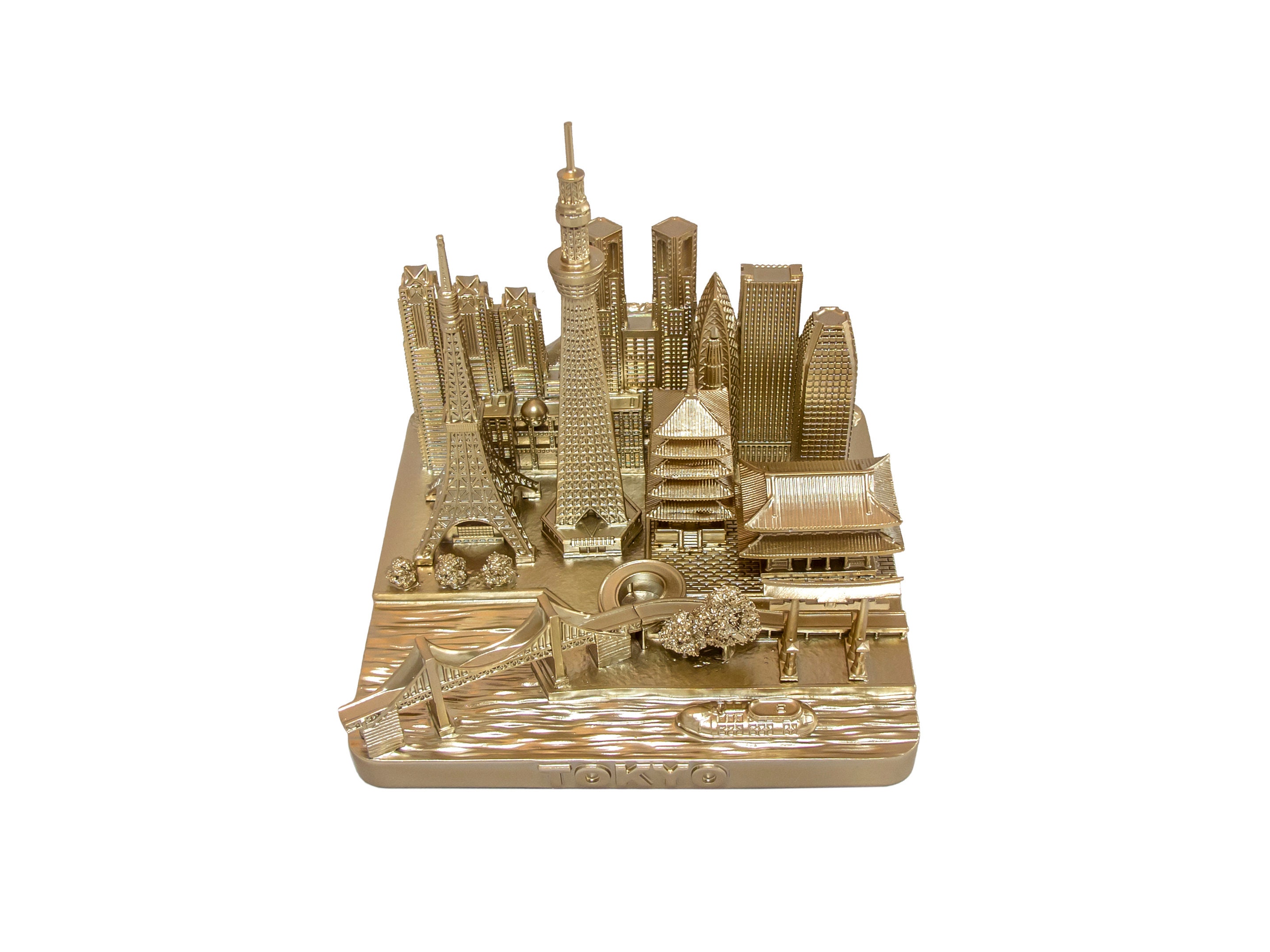 Tokyo city skyline landmark 3D model souvenir decoration for car and home gift for kids friends family rose gold 4 1/2 inches