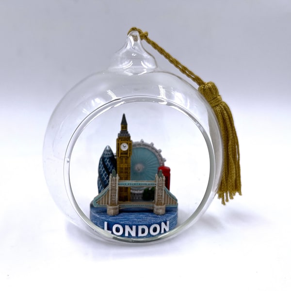 London Glass Christmas tree hanging ornament Christmas Gift to friends, kids, parents, girlfriend