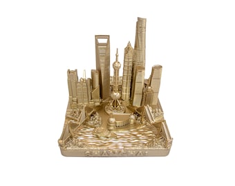 Shanghai Skyline 3D Model: Rose Gold City Souvenir
