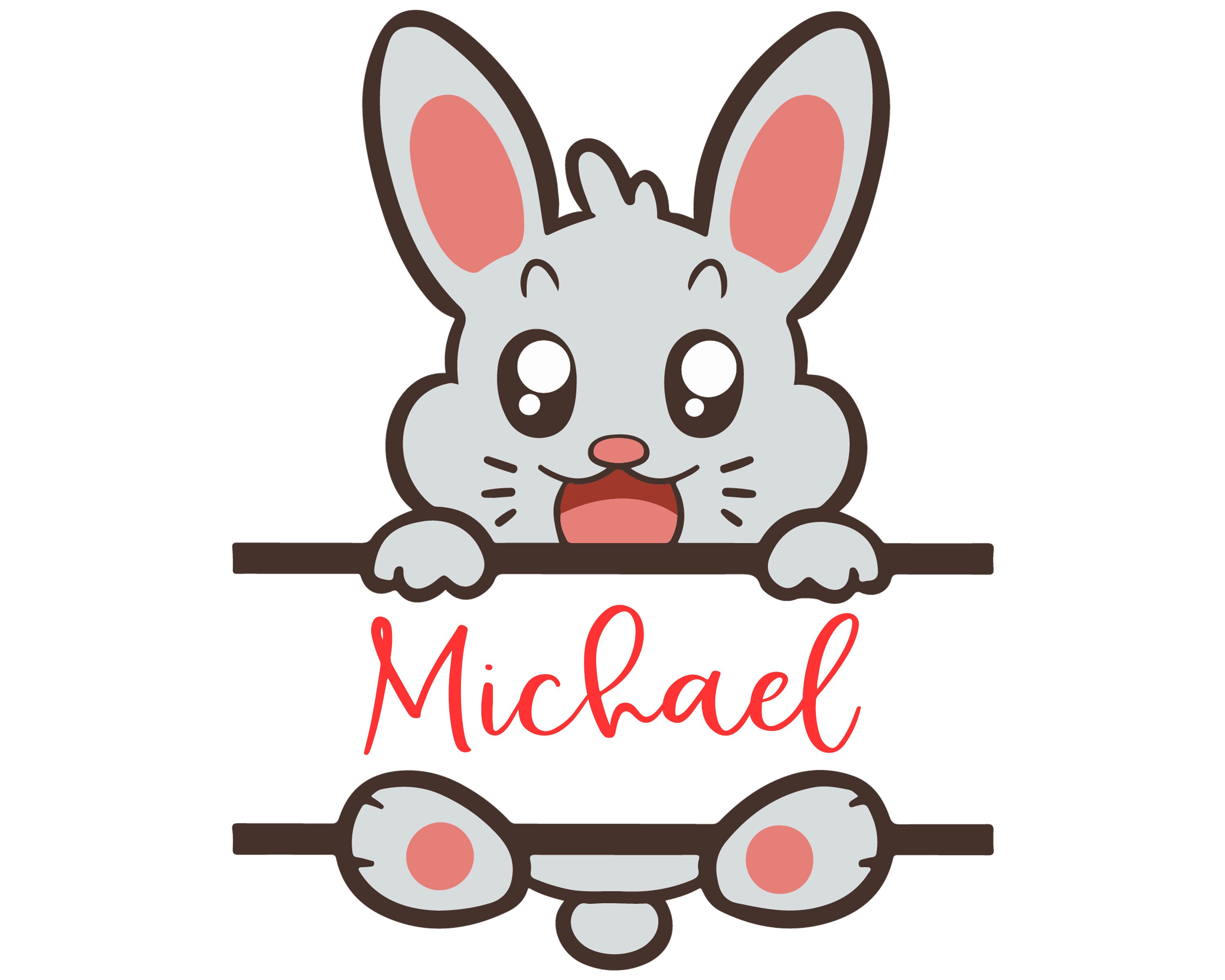 Chibi Bunny Frame SVG Monogram Frame Svg Easter Bunny Svg Etsy