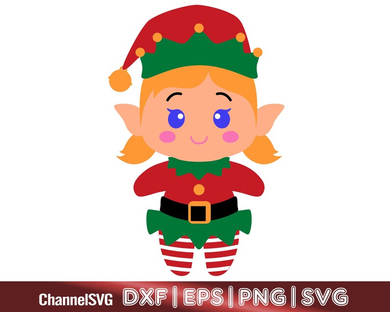 Christmas Cartoon Character SVG Elf Svg Girl Elf Svg Elf Face Svg Merry