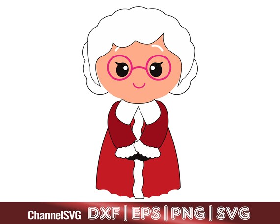 Christmas Cartoon Character SVG Mrs. Claus Svg Santa Claus Svg Santa Face Svg Merry Christmas Svg Silhouette Cricut Cut Files