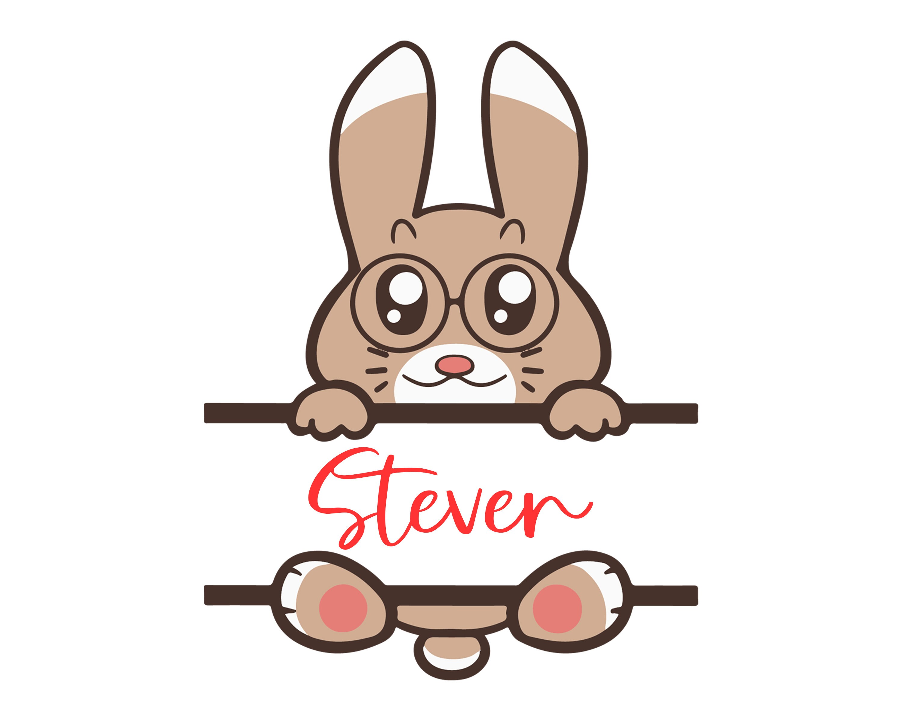 Bunny Frame Chibi SVG Monogram Frame Svg Easter Bunny Svg Etsy Canada