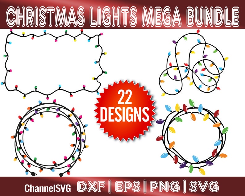 Christmas Lights SVG Bundle Merry Christmas Light Strand Svg Etsy