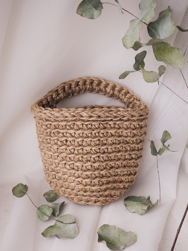 Hanging Wall Basket Jute Storage Crochet Basket Bathroom Etsy