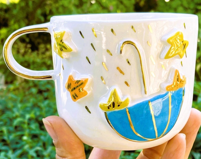Gold Mug Autumn Mug Fall Gift Luxury Gold Coffee 24K Gold Handle Flower Cup Luxury Coffee Gold Tea Housewarming, CWFLA1.FS