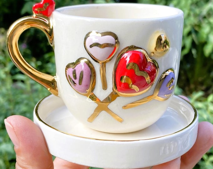 Heart mug, heart cup, 5 oz, handmade mug, heart coffee mug, hearts mug, cute mug, espresso cups, espresso cup, demitasse cup, espressotassen
