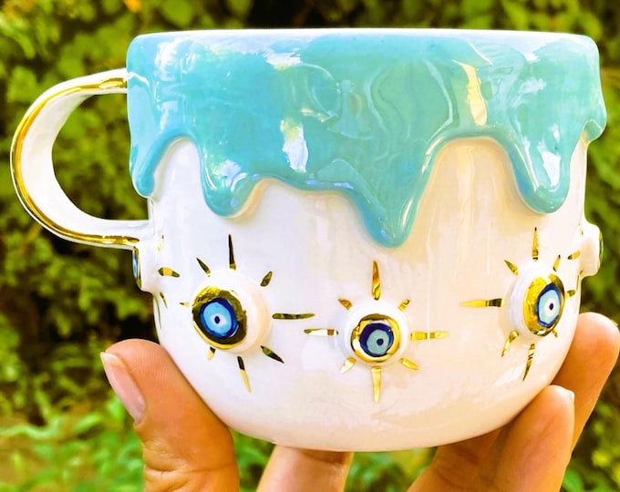 Evil eye mug, evil eye coffee mug, evil eye mugs, evil eye cup, nazar tasse, coffee mug evil eye, evil eye coffee mugs, gold mug, tasse, mug