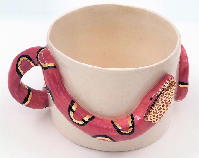 Snake mug, snake cup, christmas mug, handmade snake mug, christmas, evil eye mug, gold mug, handmade snake, snake, snake coffee mug, 24k mug
