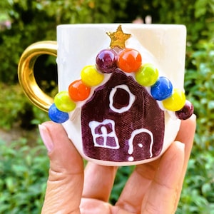 Gepersonaliseerde vakantie peperkoekmok goud feestelijk kerstkoffie kop schotel koekje cacao cadeau 24k geaccentueerd, 5 fl oz