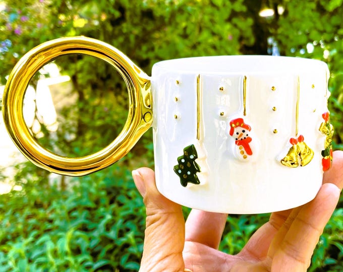 Christmas mug, santa mug, christmas coffee mug, 24k gold mug, handmade mug, christmas, santa cup, christmas cup, gold mug, evil eye mug, mug
