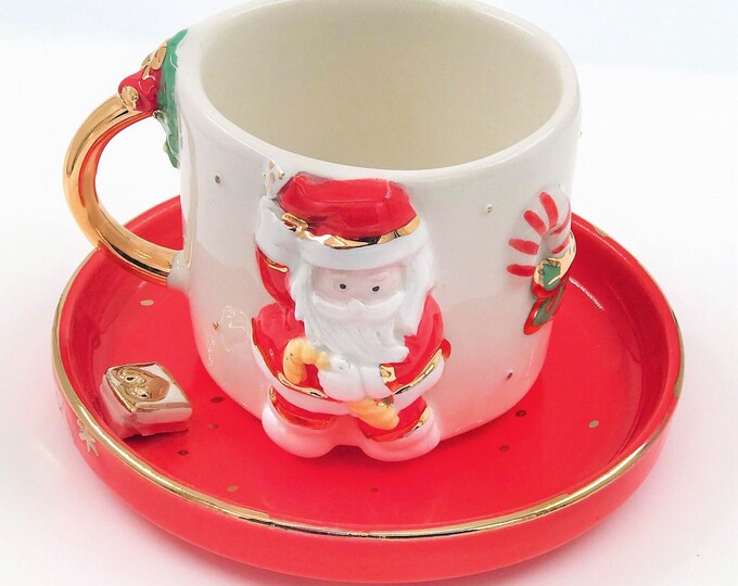 Santa Mug — 24 K Gold Mini Christmas Espresso Cup | Holiday Gift, Secret-Santa Ready, 4.6 fl oz