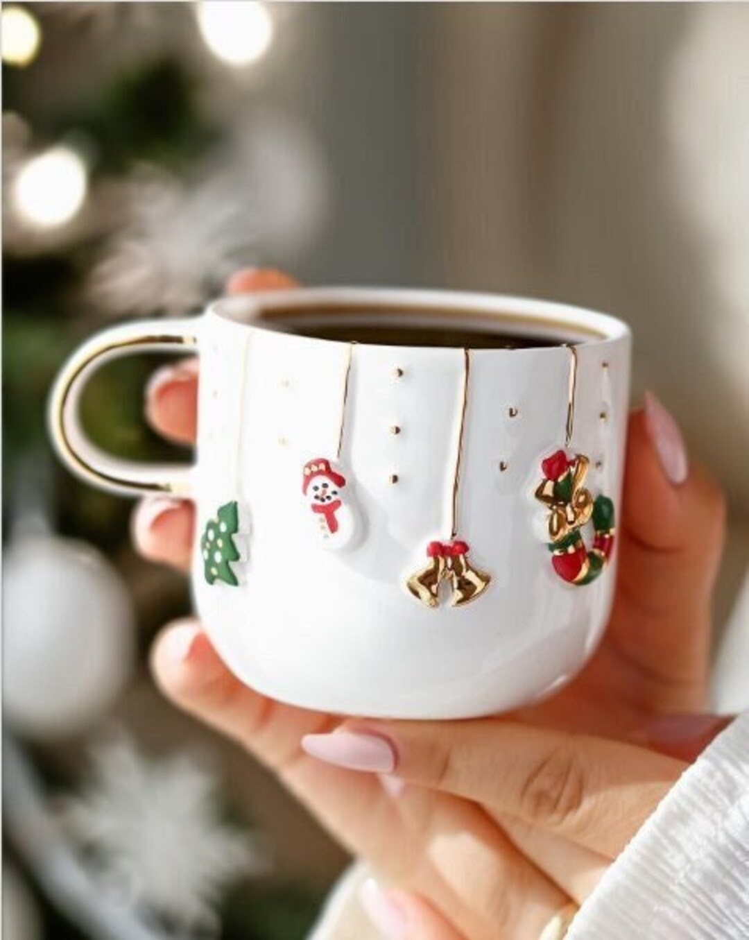 24k gold christmas mug, santa mug, christmas coffee mug, christmas, handmade christmas mug, christmas cup, santa cup, evil eye mug, gold mug