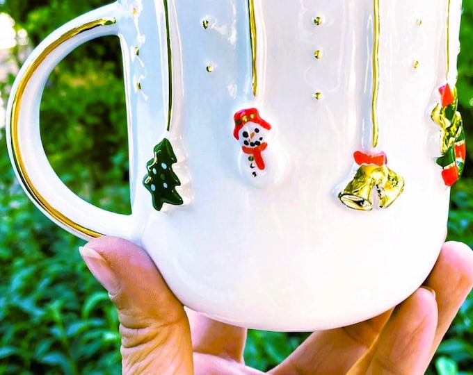 Christmas mug gold christmas mug christmas mugs mug christmas handmade mug, 16 fl oz, 45JCH1