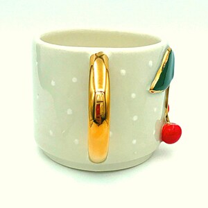 Handmade Cherry Mug: 24K Gold Christmas Gift immagine 5