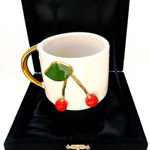 Handmade Cherry Mug: 24K Gold Christmas Gift immagine 3
