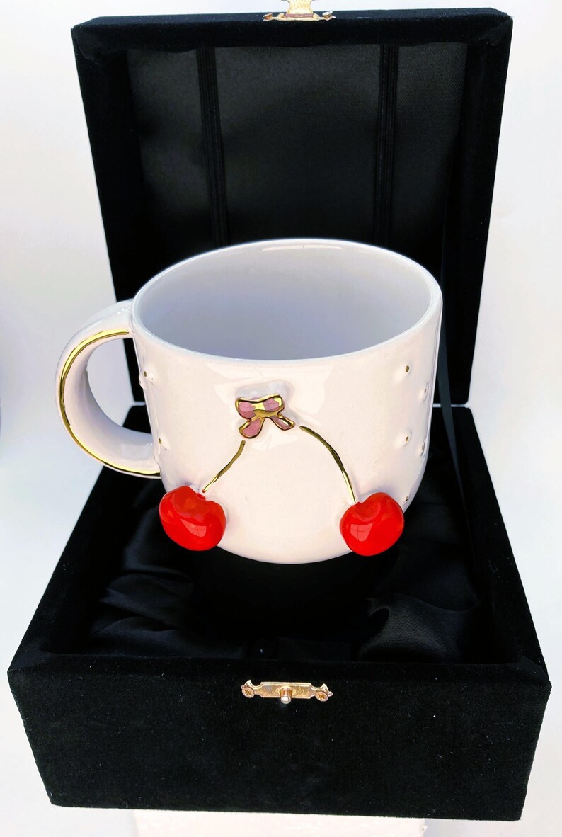 Handmade Cherry Mug: 24K Gold Christmas Gift 10 Once fluide