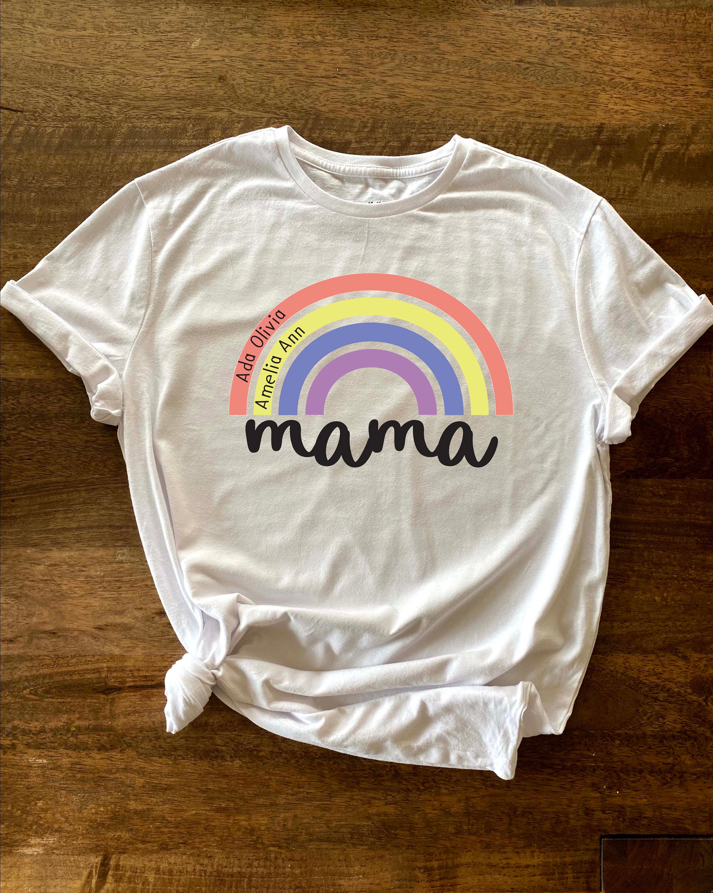 PERSONALIZED Mother's Day Rainbow T-Shirt with Kids' | Etsy