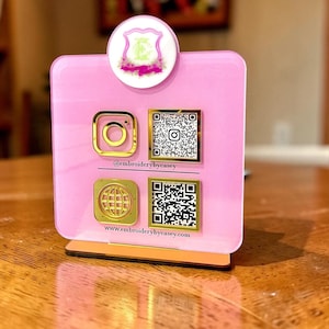 Scan to Pay QR Code Sign, Custom Acrylic Display with 3D Raised Metal Icons for Business