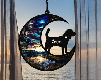 Personalized Dog Memorial Suncatcher | Pet Loss Sympathy Gift, Rainbow Bridge Window Hanging