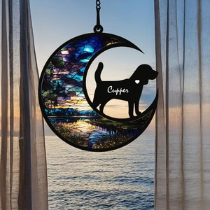 Dog Memorial Gift, Custom Dog Suncatcher With Name And Date, Personalized Couple Dog Memorial Suncatcher, Puppy Loss Gift,In Loving Memory
