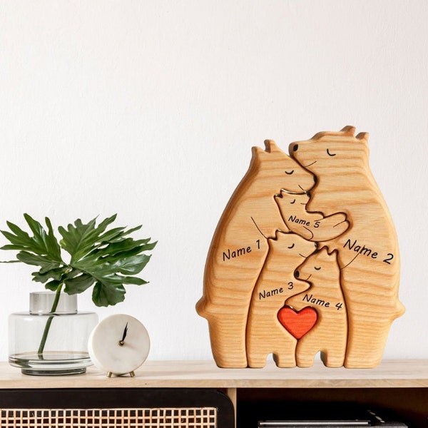 Wooden Bear Family Puzzle, personalized gifts for Dad, gift for housewarming, new Dad gift, Father day gift ideas,  home decor and gifts