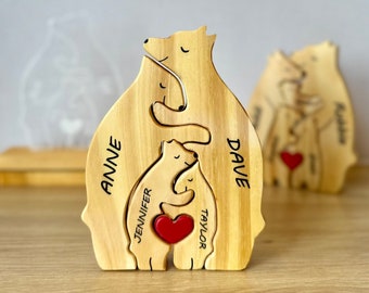 Home Decor, Gifts For Mom, Wooden Bears Family Puzzle, Personalized Gift, Puzzle for kids, Gift for Kids, Home Gifts, Gifts for Mother's Day