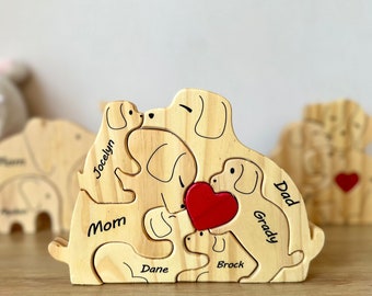 Family Home Decor, Gift for KidsWooden Bear Family Puzzle, Engraved Family Name Puzzle, Family Keepsake Gift,Animal Family Gift for home